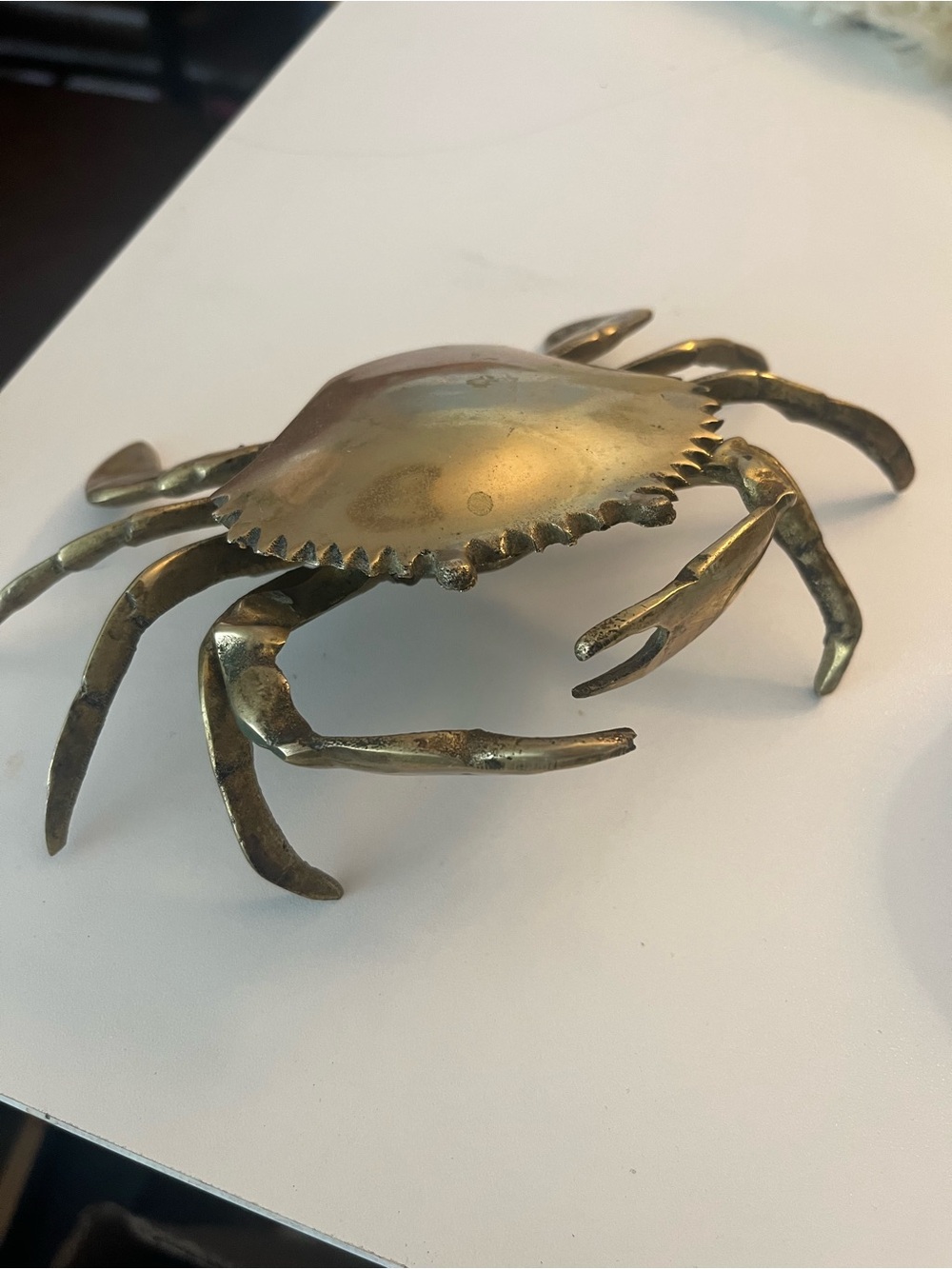 Vintage solid brass crab ashtray / stash box